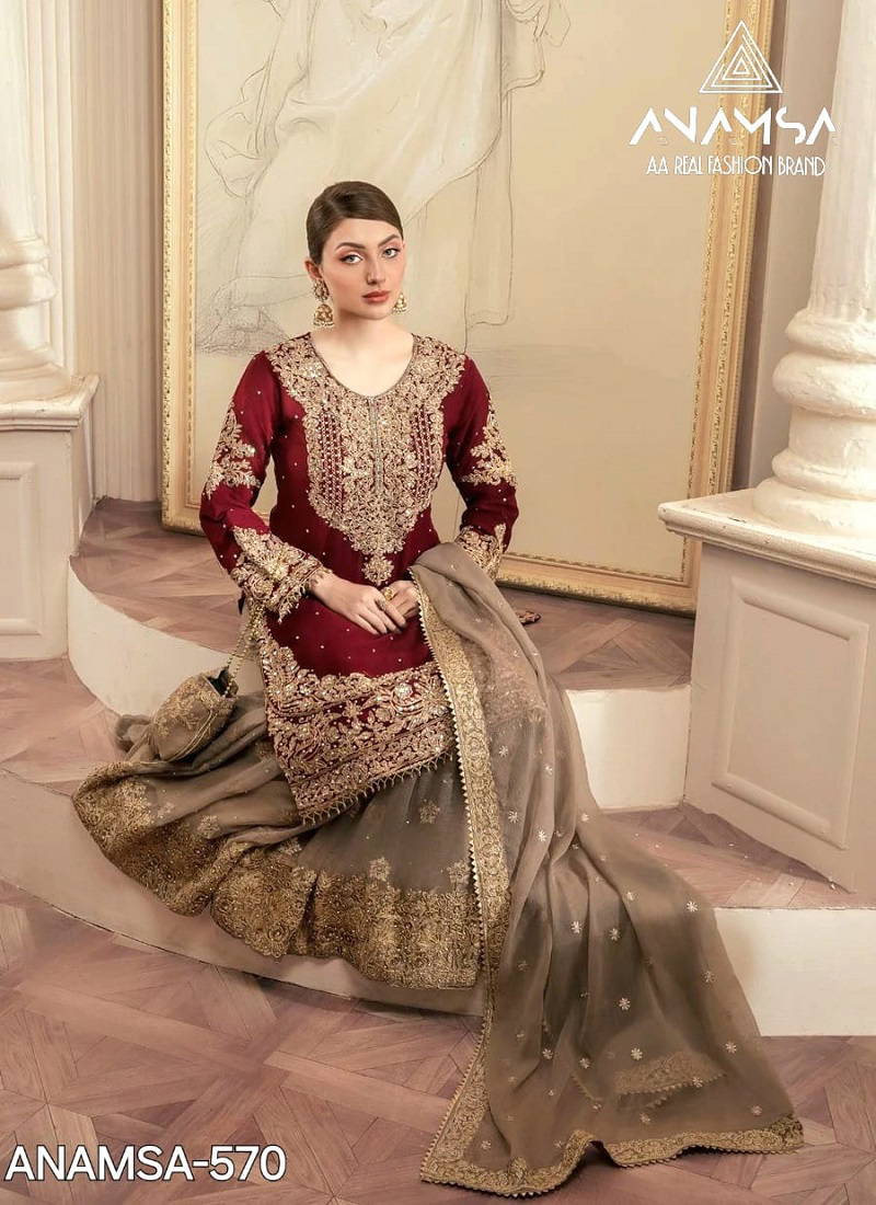 Anamsa 570 Georgette Embroidery Pakistani Suit Wholesalers In Delhi Catalog